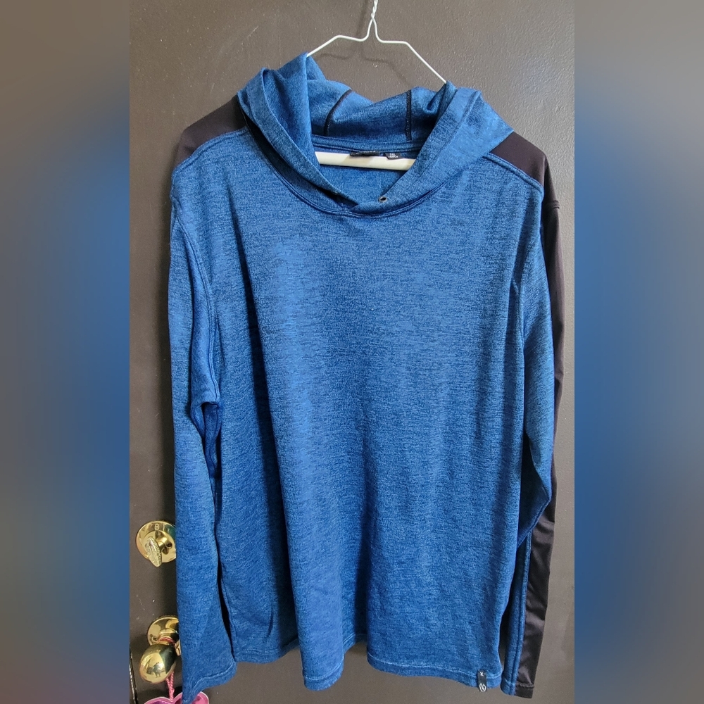 Burnside Men's Heathered Blue Hoodie Sweater, Size 2XL